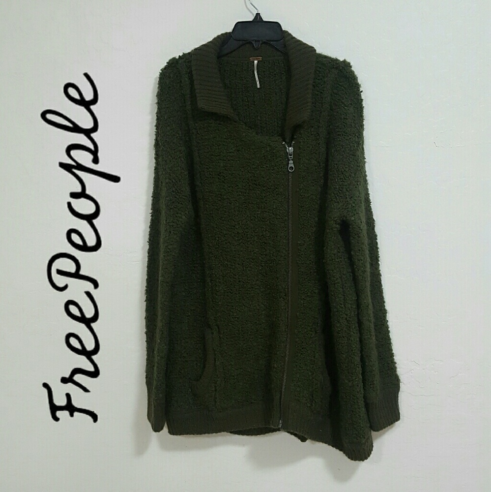 Free People Olive Green Oversize Sweater Sz M