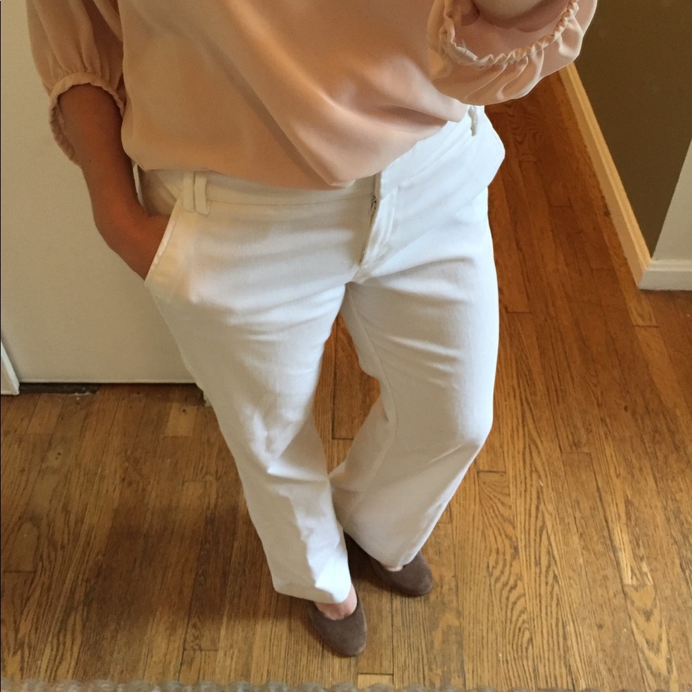 White boot cut New York and Co. pants.
