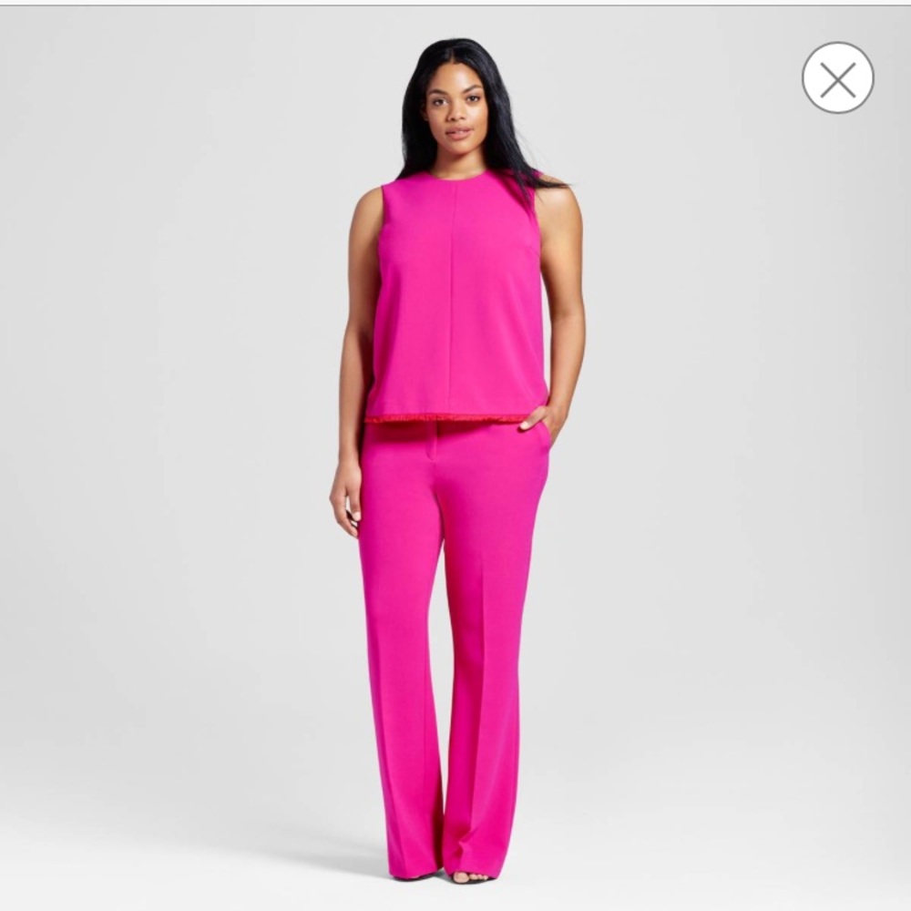 Plus size Victoria Beckham pink flat pants - Picture 4 of 4