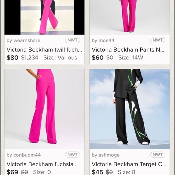 Plus size Victoria Beckham pink flat pants - Picture 3 of 4