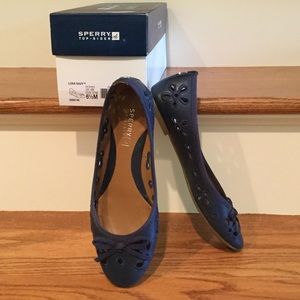 Sperry navy perforated ballet flats