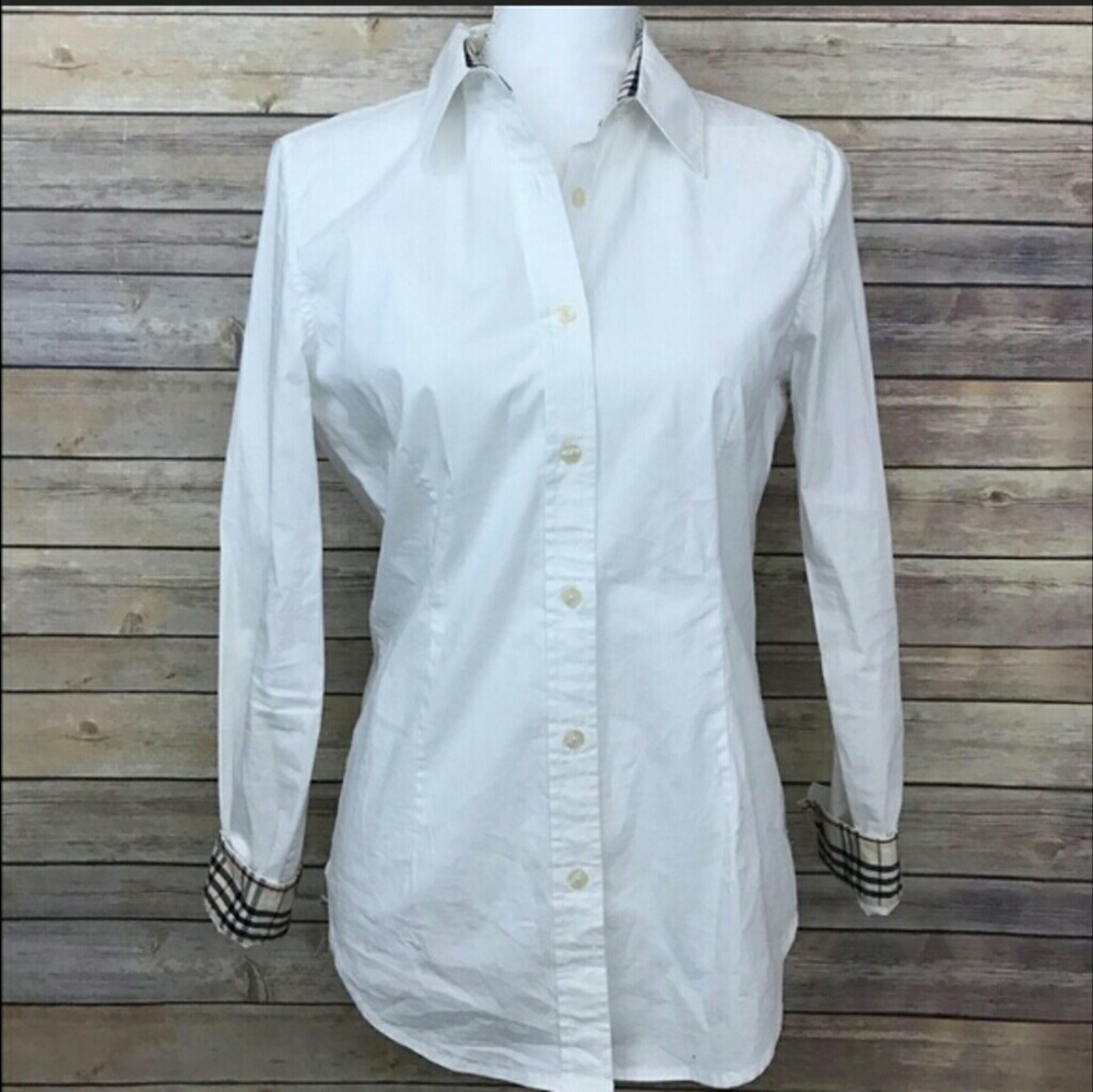 Burberry White Button Down Shirt Medium