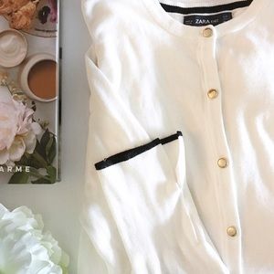 Zara cardigan sweater with gold button white large