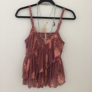 Free people flower ruffles top NWOT