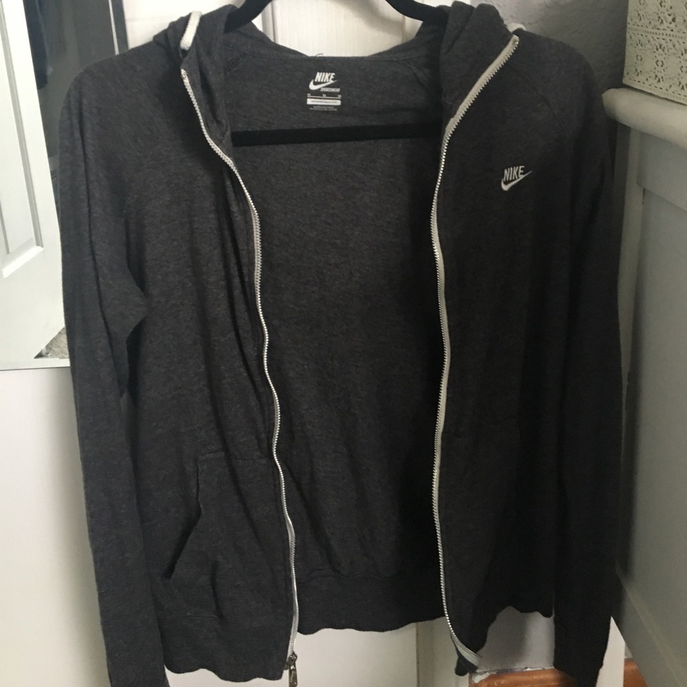 Grey Nike zip up hoodie