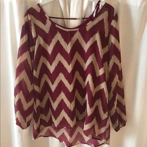 Charming Charlie's: Garnet & gold chevron top