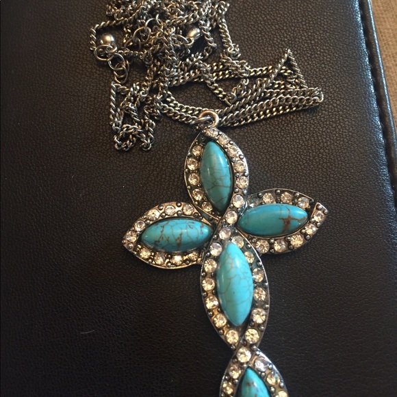 Turquoise Cross Necklace - Picture 3 of 3