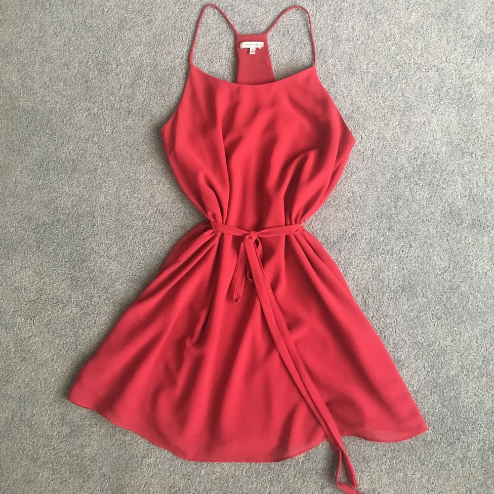 Red chiffon dress
