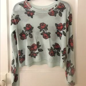 Frenchi Mint and Floral Pattern Sweater