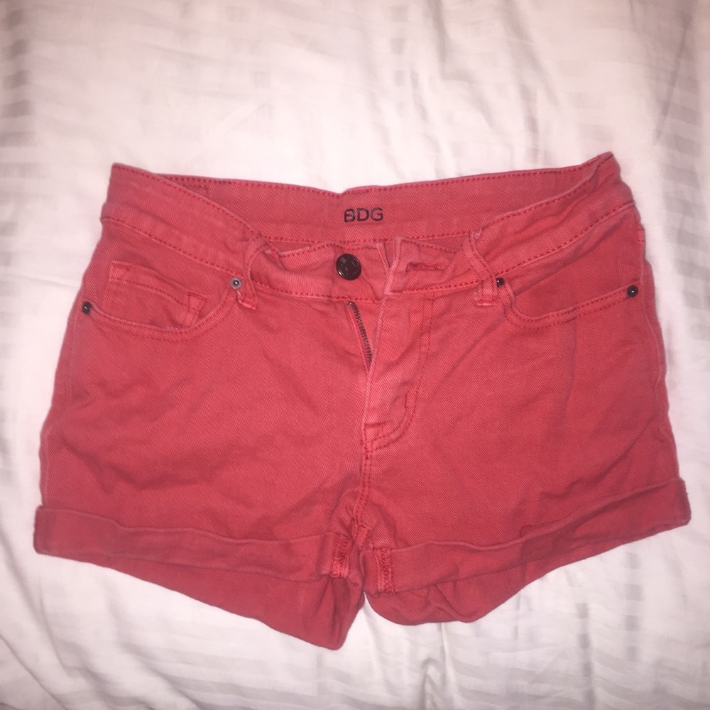 Urban Outfitters BDG mid rise red jean shorts
