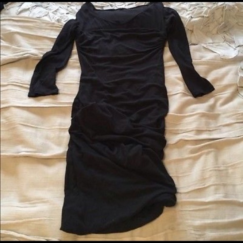 James Perse black sexy bodycon ruched dress