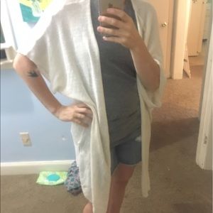 Long short sleeve cardigan/kimono top white/cream