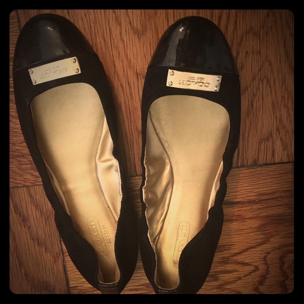 Coach black flats. Worn once!