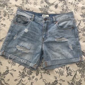Distressed High Waisted Jean Shorts