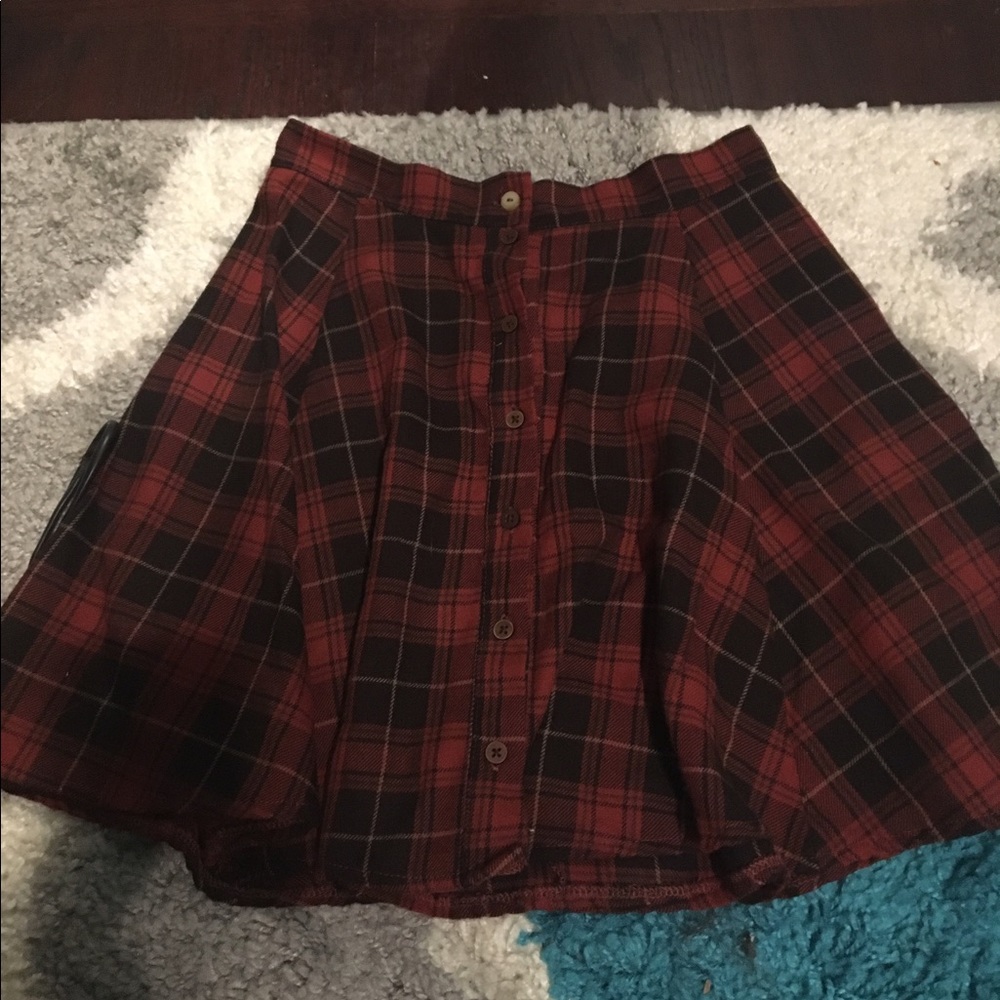 Brandy Melville button up plaid skater skirt