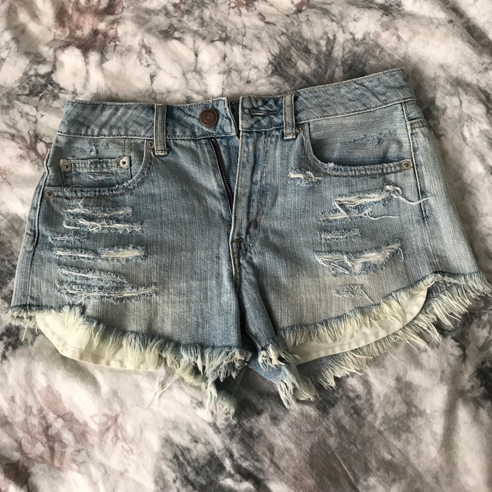 AE distressed high waisted shorts