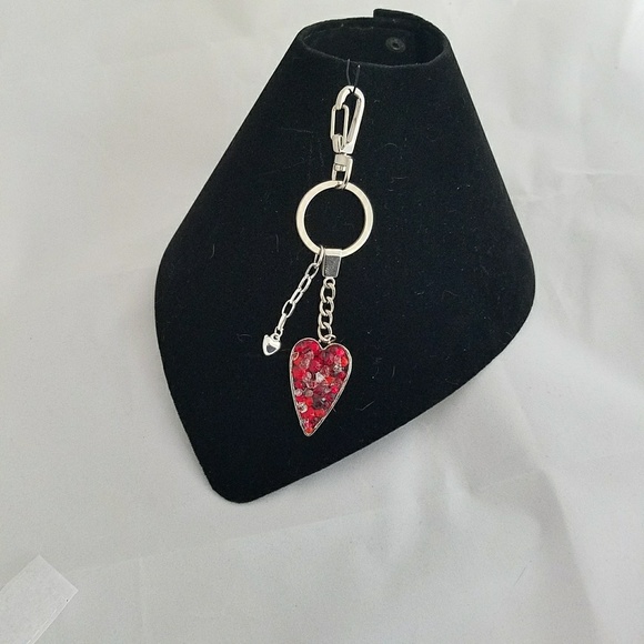Silver Heart Key chain inlaid with Stones - Picture 4 of 4