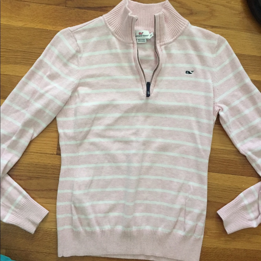 Vineyard vines stripped quarter zip sweater