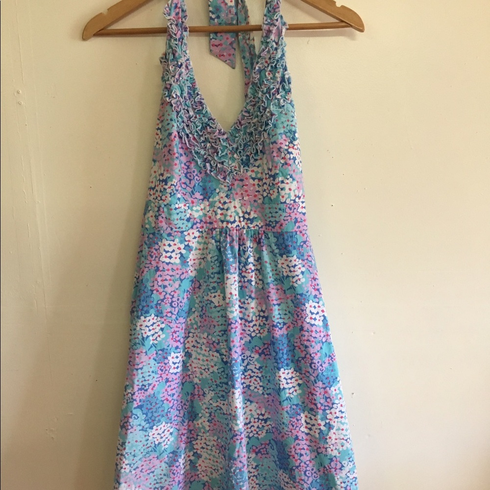 Lilly Pulitzer blue floral halter dress