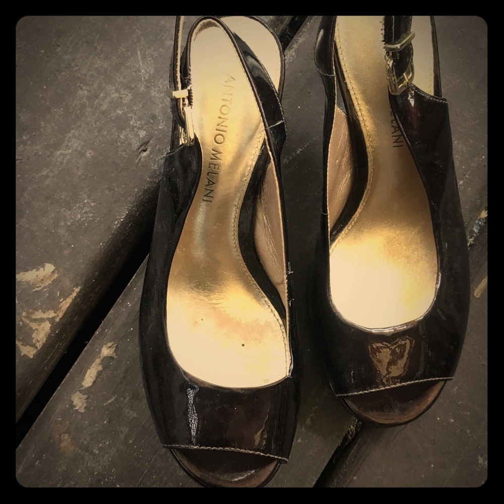 Antonio Melani patten leather brown heel