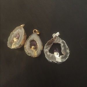 White crystal necklace with purple inside