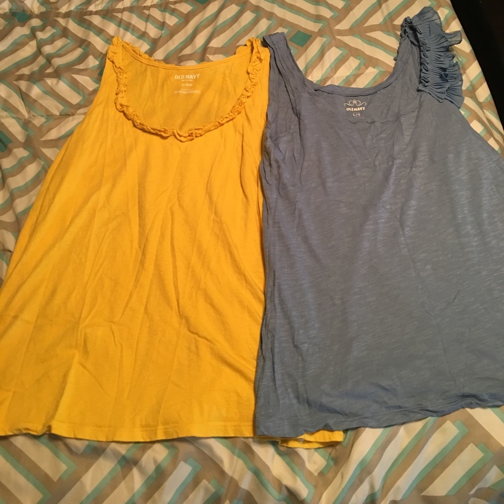 Tank top set of two. Yellow and heather blue.