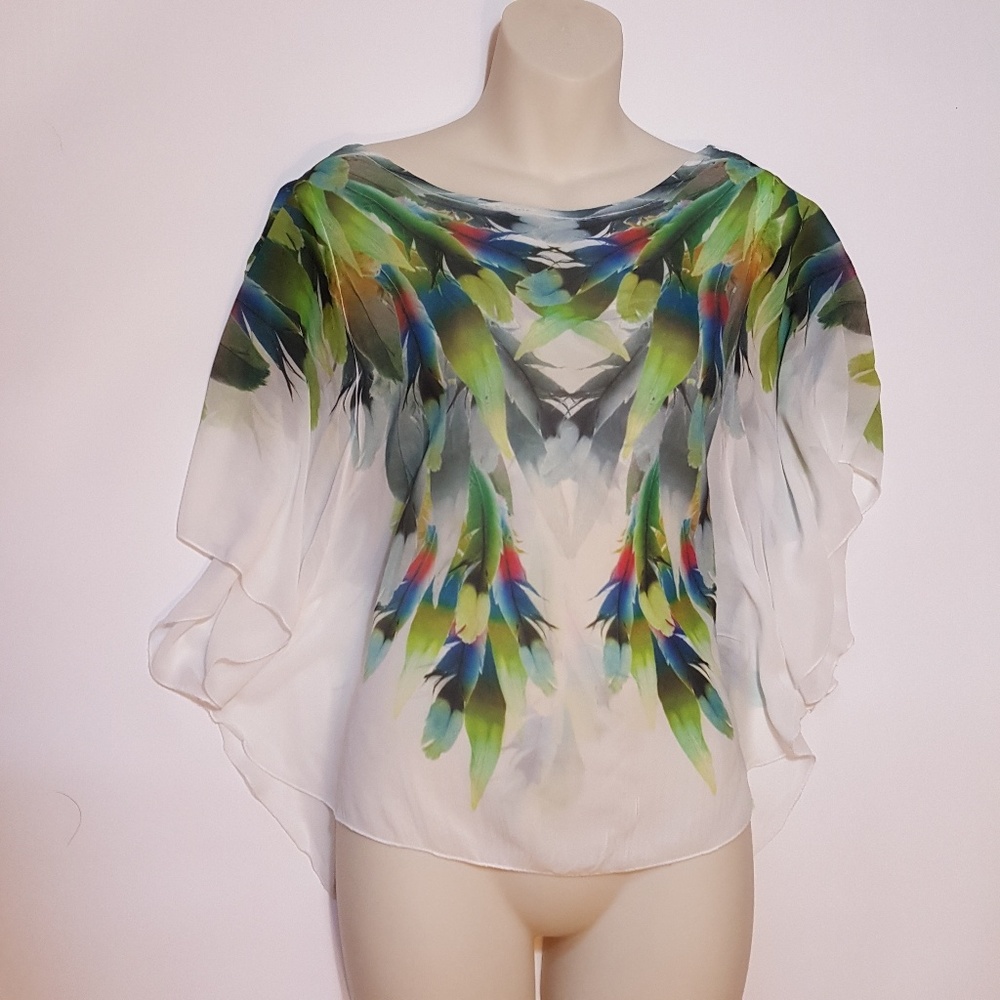 ❤️Charlotte Russe sheer colored feather top
