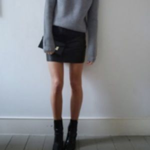 Vegan leather waistband mini skirt