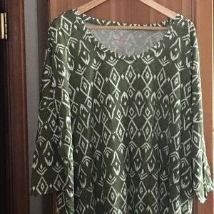 Olive green Tunic with white designs.