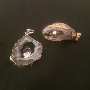 White crystal necklace with purple inside
