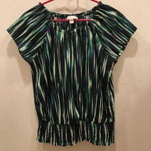 Michael Kors green short sleeve blouse