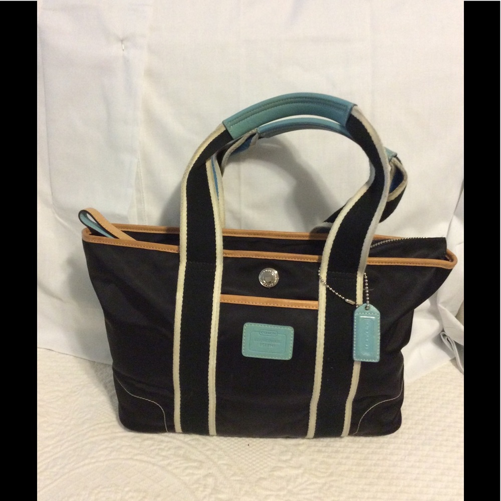 Coach blue and black satchel