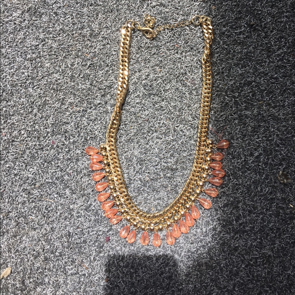 Gold and peach chunky necklace