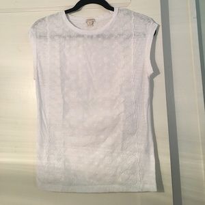 J. Crew White Eyelet Tshirt Blouse Size XS