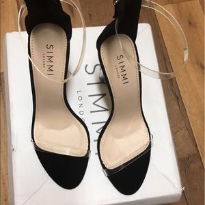 Clear Perspex Black Strappy Heeled Sandal