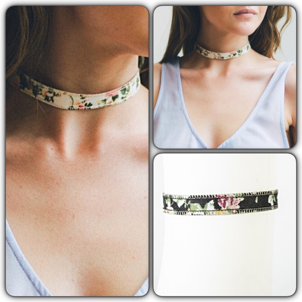 Floral Choker Necklace Adjustable Ivory - Picture 4 of 4