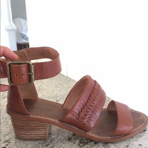 Madewell Tan Leather Block Heel Sandals