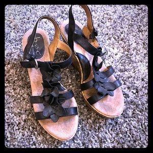 BOC black & cork floral wedges