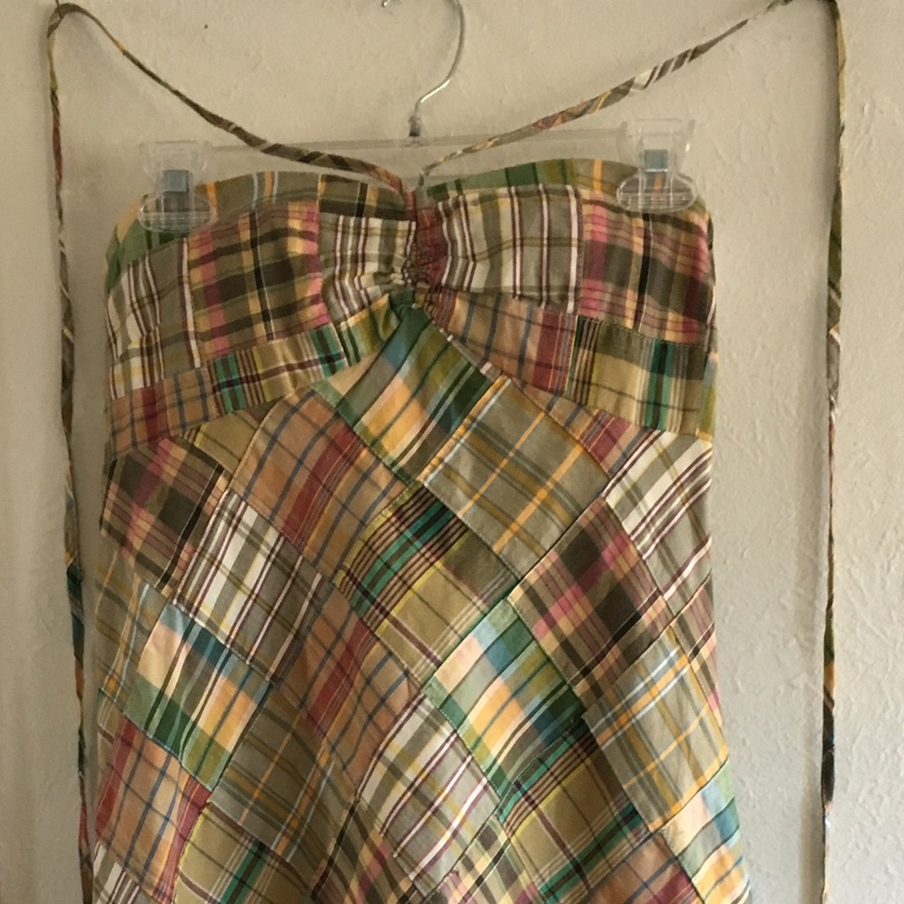 Anne Taylor Madrid plaid sundress dress strapless