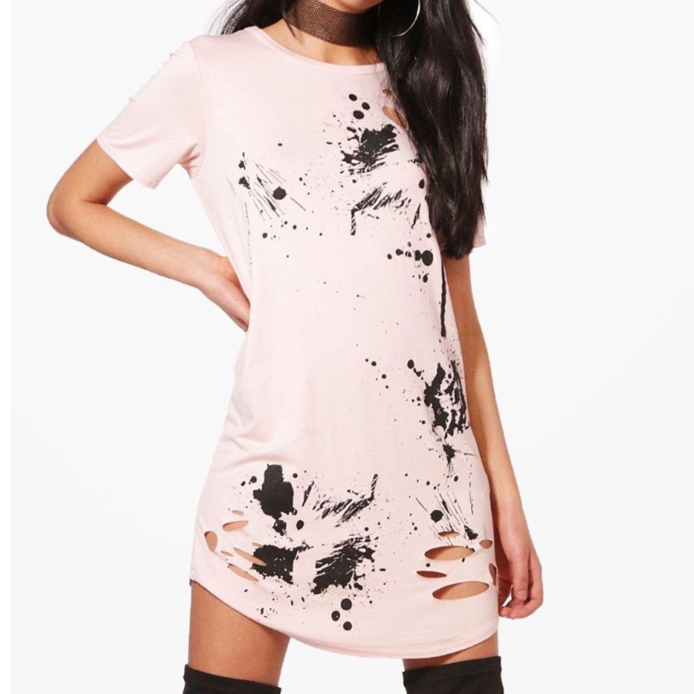 Charlotte Lazor Cut Paint Print T-Shirt Dress