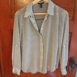 Striped sheer button down