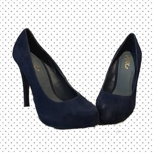 Mixx Shuz Navy Pointy Toe Heels