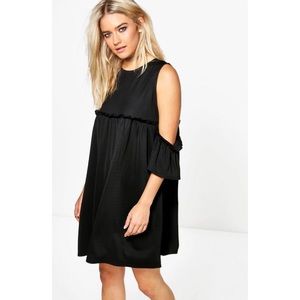Black cold shoulder dress