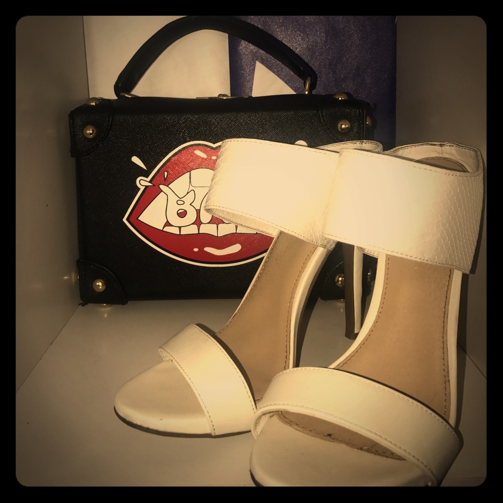 White backless heels