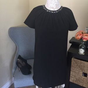 Mango Women's Sz 2 Black Jewel Neckline Dress