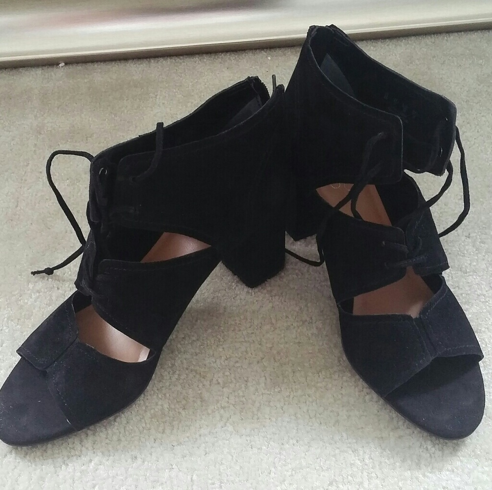 Franco Sarto lace up open toe booties with cutouts