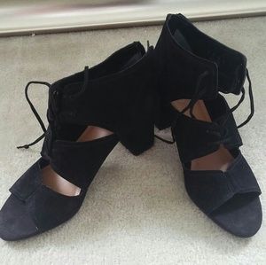 Franco Sarto lace up open toe booties with cutouts