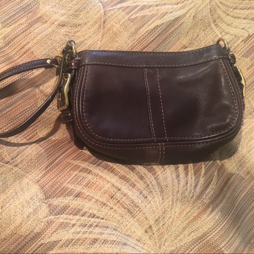 "Coach" Brown leather wristlet