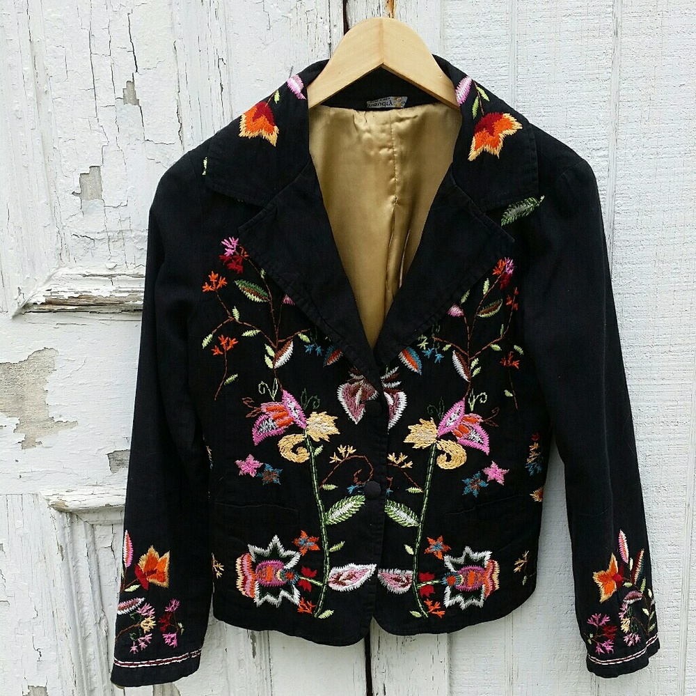 Embroidered boho blazer