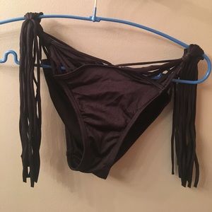 Victoria Secret swim black bottoms with fringe